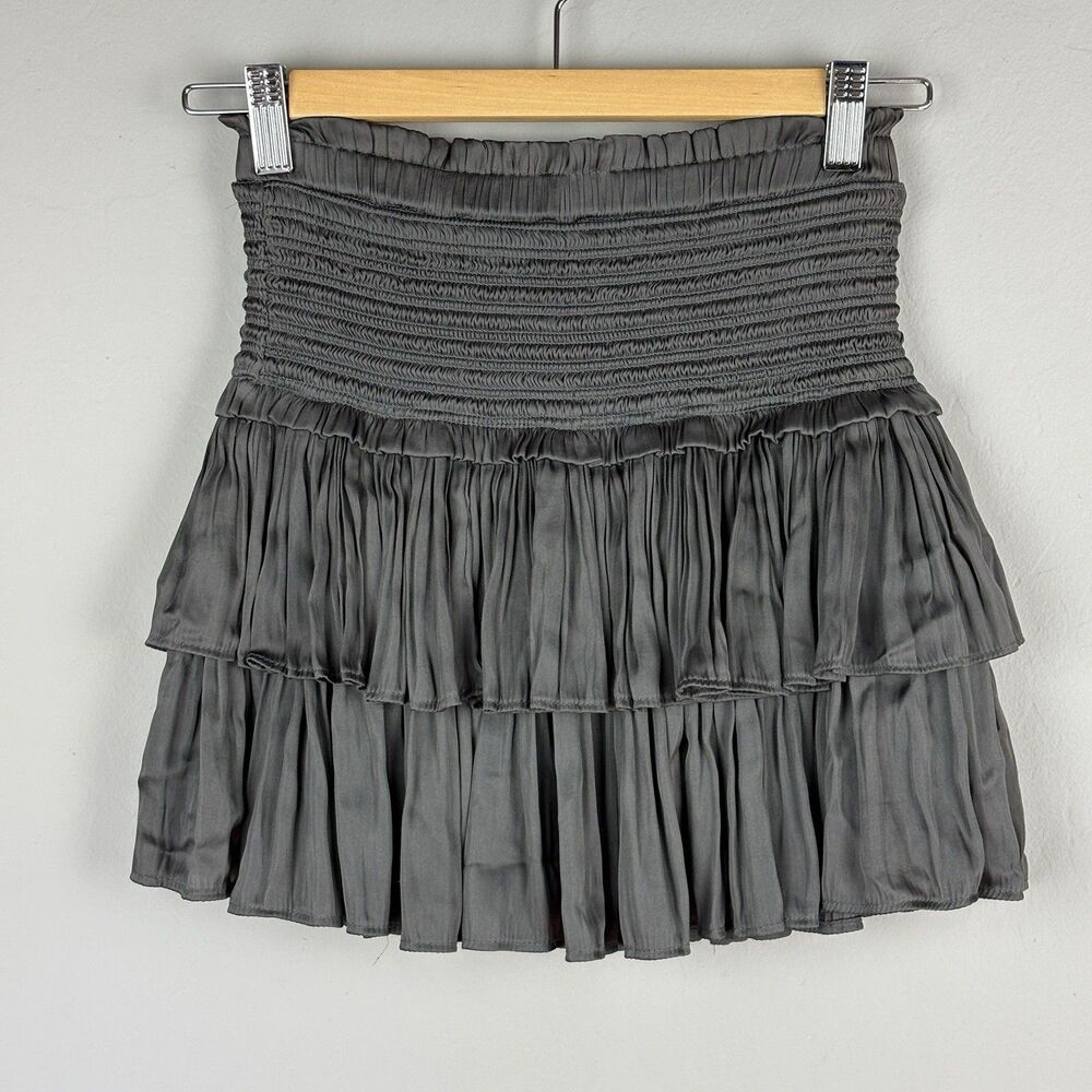Reset Tiered Skirt Womens S Dark Gray Layered Ruffle Western Boho Fairy Grunge